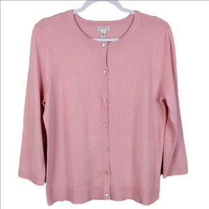 Spense Blush Pink Scoop Neckline Long Sleeve Button Front Knit Cardigan Sweater